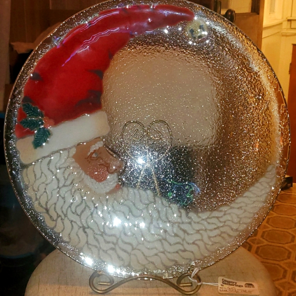 Peggy karr large christmas plate 14 by 14 Signed